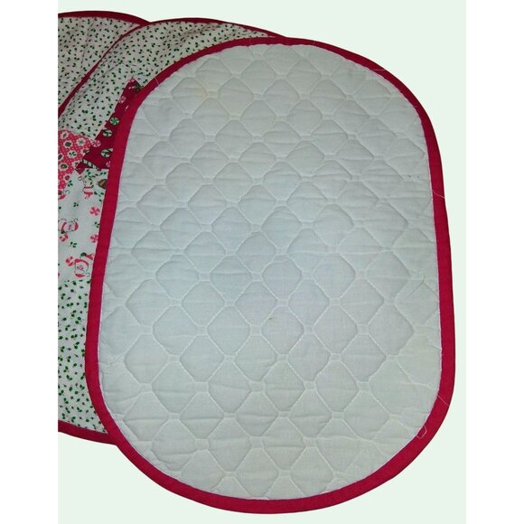 Handmade Quilted Christmas Placemats Set Of 4 Patchwork Design With Red & Green - Picture 5 of 11